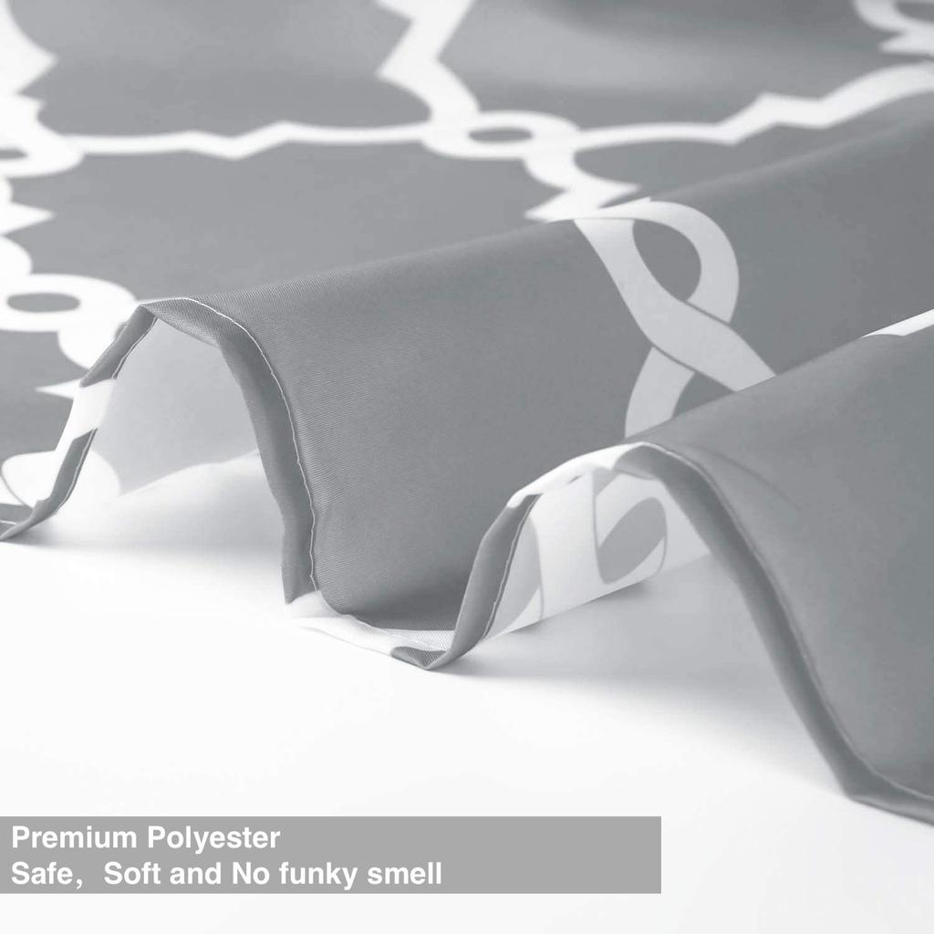 1pc Gray Polyester Shower Curtain with Metal Grommets & Plastic Hooks, Fabric Bath Curtain for Bathroom Window Door Curtain