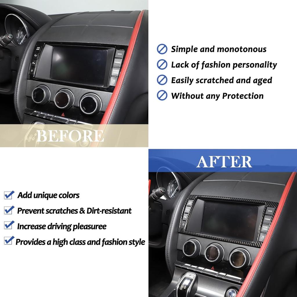 Daeiclru Car Navigation Screen Frame Trim Cover Fit for Jaguar F-Type 2013-2018, Central Navigation Adjustment Button Panel Cover, Center Display