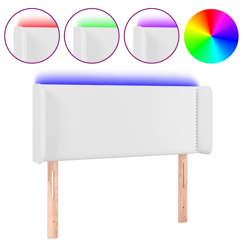 vidaXL LED Kopfteil Weiß 103x16x78/88 cm Kunstleder