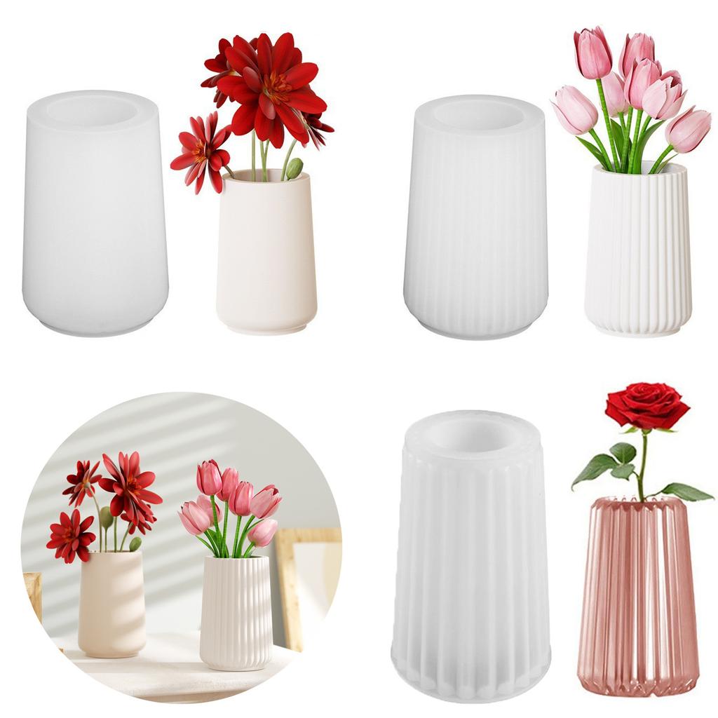 Striped Storage Jar Silicone Mold Nordic Simple Design Cement Clay Making Candle Jar Mold Succulent Flower Pot Gypsum Resin Mold