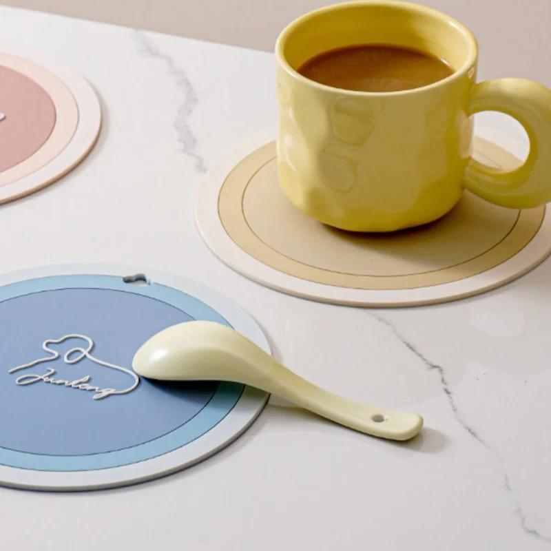 Silicone Round Solid Color Coasters Heat Insulation Waterproof Oilproof Mats Thickening Mat Home and Decoration Kitchen Utensils