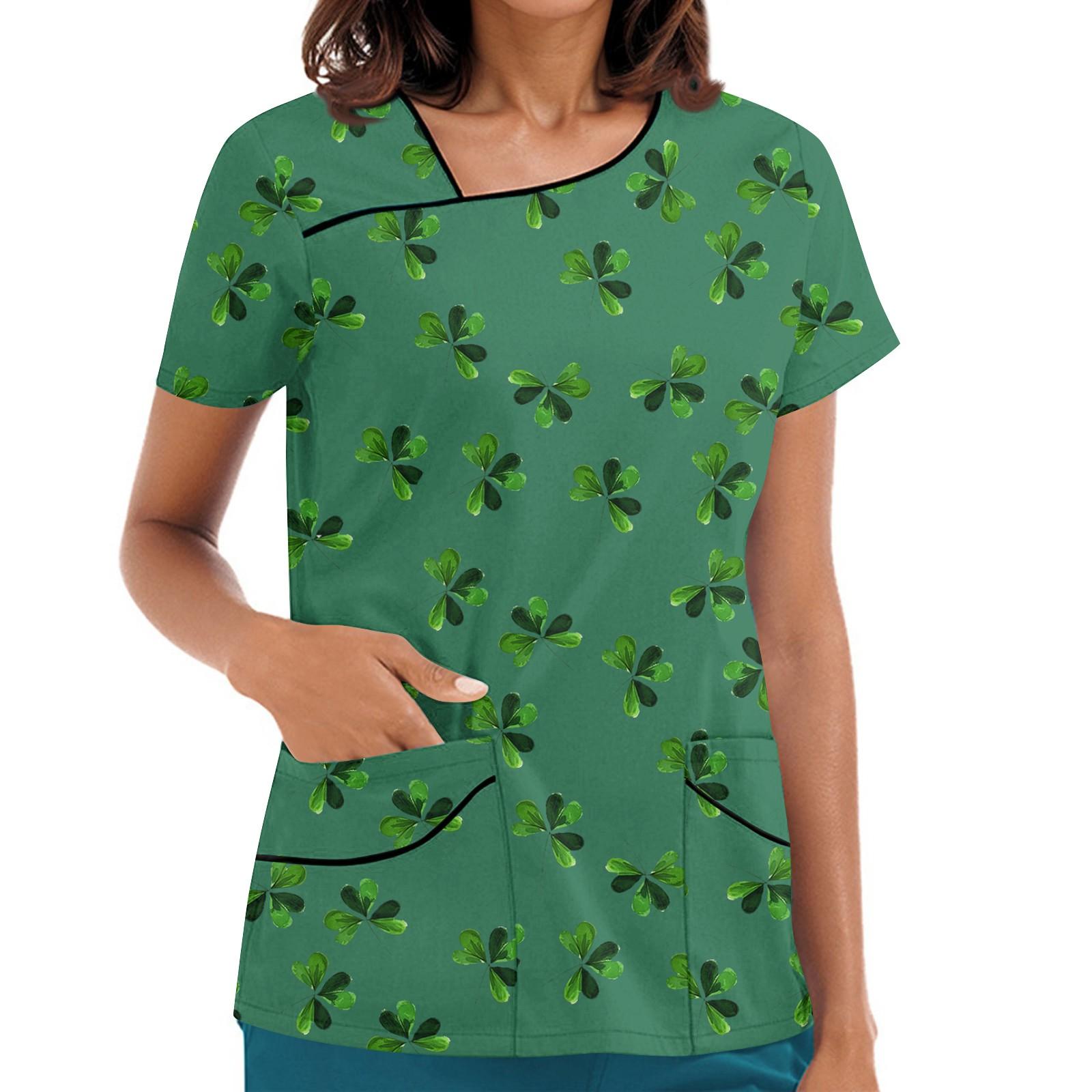 

Женская рабочая одежда с принтом, покатый воротник и двухслойные карманы, базовый верхний пуловер L армия зеленый