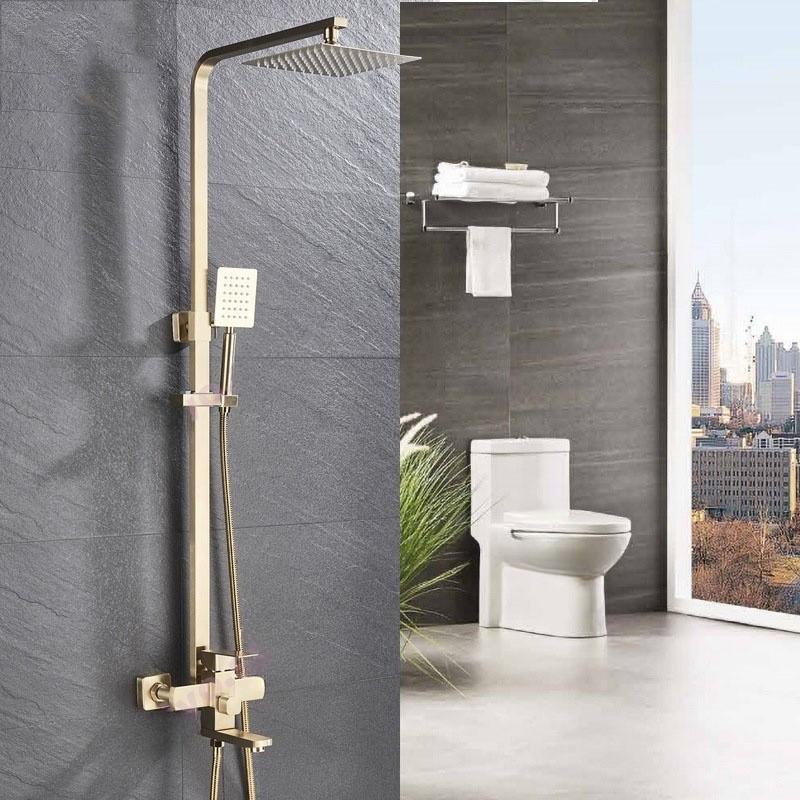Bathroom High Pressure Rain Shower System 12" Large Shower Head Rainfall Mixer Stainless Steel Shower Set