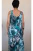 Women's Big Size Dress Blue Patterned Combed Viscose Dress with Gathered Front and Back