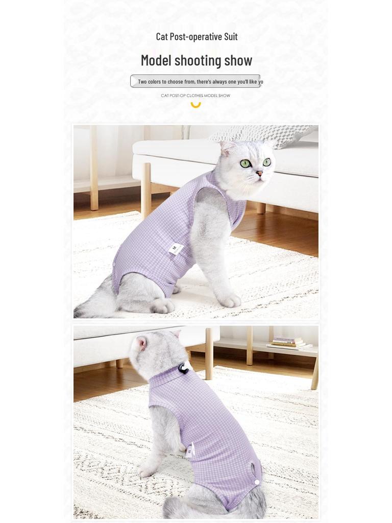 Atmungsaktiver Haustieranzug nach der Sterilisation - Einfaches An- und Ausziehen, Anti-Leck-Entwöhnungskleidung für Katzen