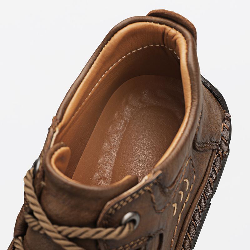 Plus Size 39-48 Men Handmade Plush Lined High Top Casual Shoes Warm Comfortable Casual Footwear For Autumn Winter