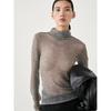 MD Women Clothes Basic Gray Semi-See-through Turtleneck Long Sleeve Knitted Soft Glutinous Bottoming Shirt T-shirt 06806524814