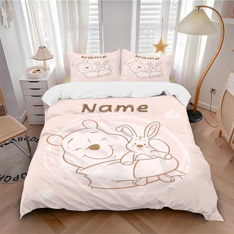 Custom Textile Pooh Rabbit Bedding 3 Piece Set HD Print Duvet Cover Pillowcases for Teens Adult Bedroom Decoration
