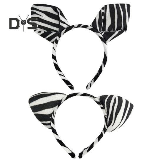 Opaska na głowę z uszami zebry, opaska na włosy z kreskówkowym zwierzęciem, opaska na głowę w paski, wygodna, dopasowana, dziecięca, nakrycie głowy do cosplayu, rekwizyty fotograficzne