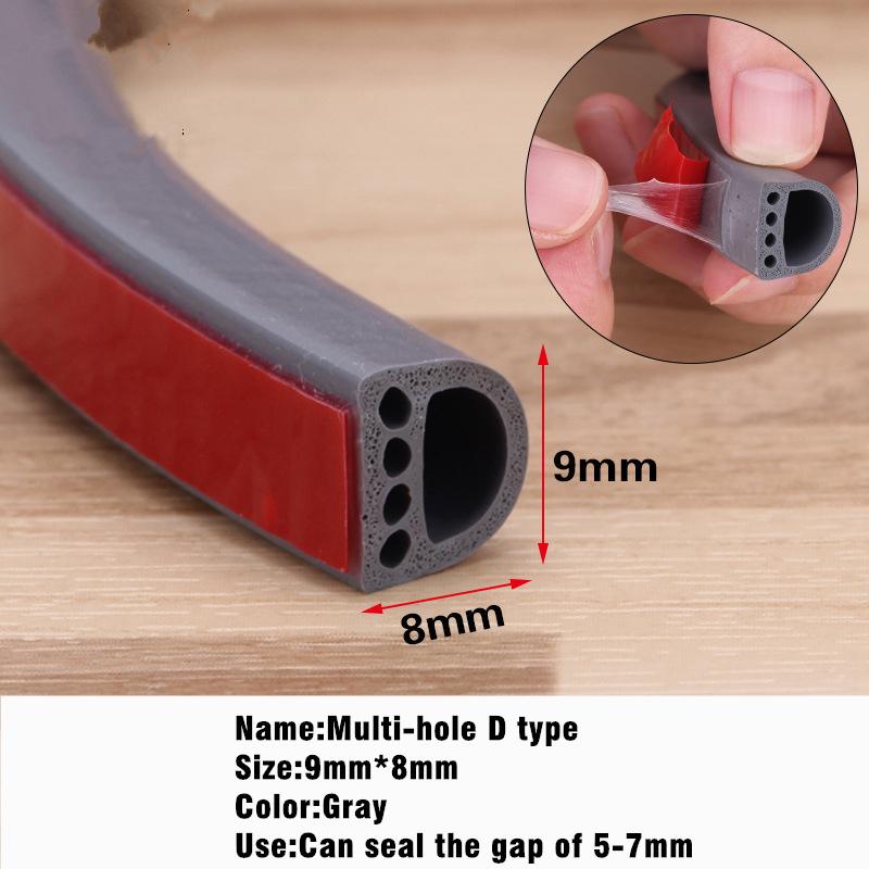 New 6M Silicone Rubber Weather Strip I/E/D Type Seal Strip for Doors Windows Self Adhesive Anti Collision Soundproof Waterproof