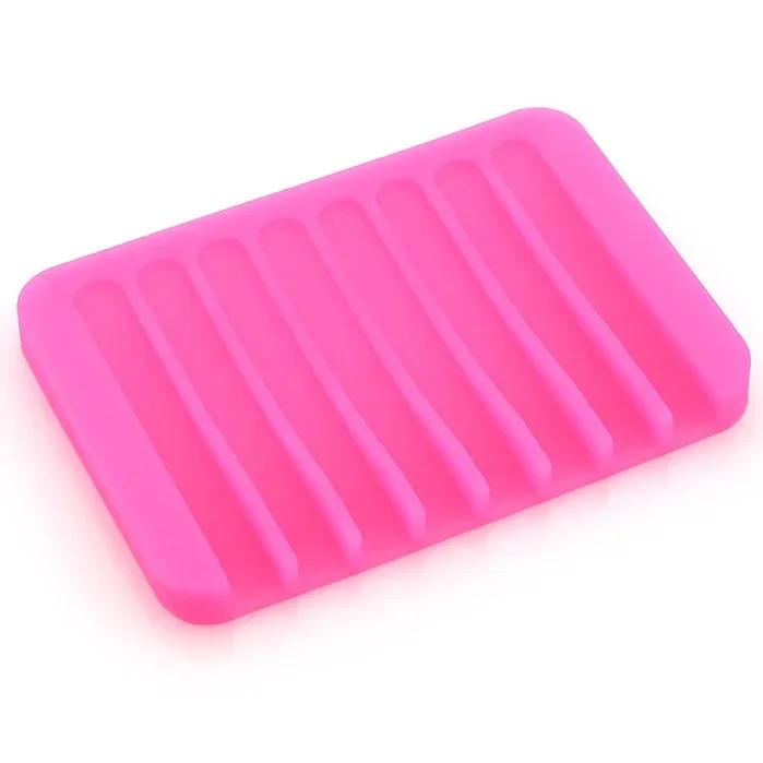 

2025 Creative Silicone Soap Holder Candy Color Draining Organizer Home No Installation Soap Box Soap Dish Bathroom Accessories 11.5x8cmx1cm розовый