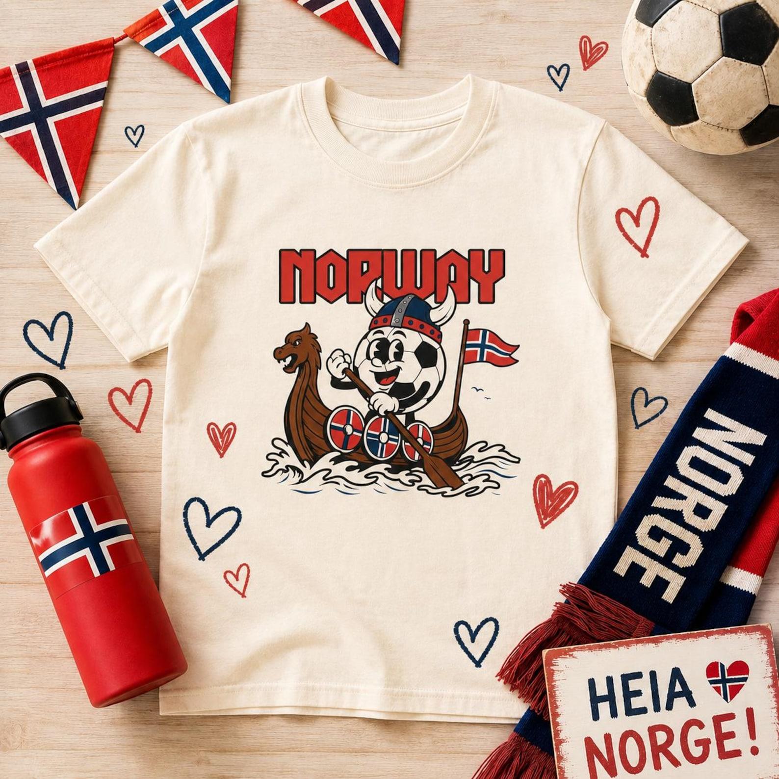 Norway Soccer Youth Jersey Tee | Kids Norwegian Football Supporter T-Shirt 4XL