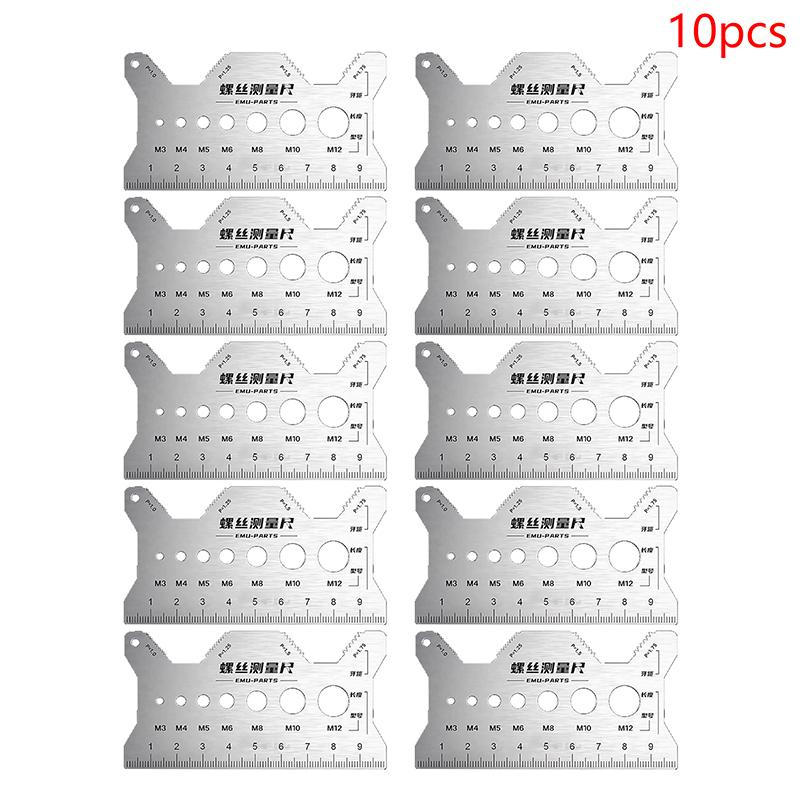 2/5/10Pcs Stainless Steel Bolt Gauge Thread Checker Flat Double-Sided Screw Measuring Device For Pattern Jewelry Watch