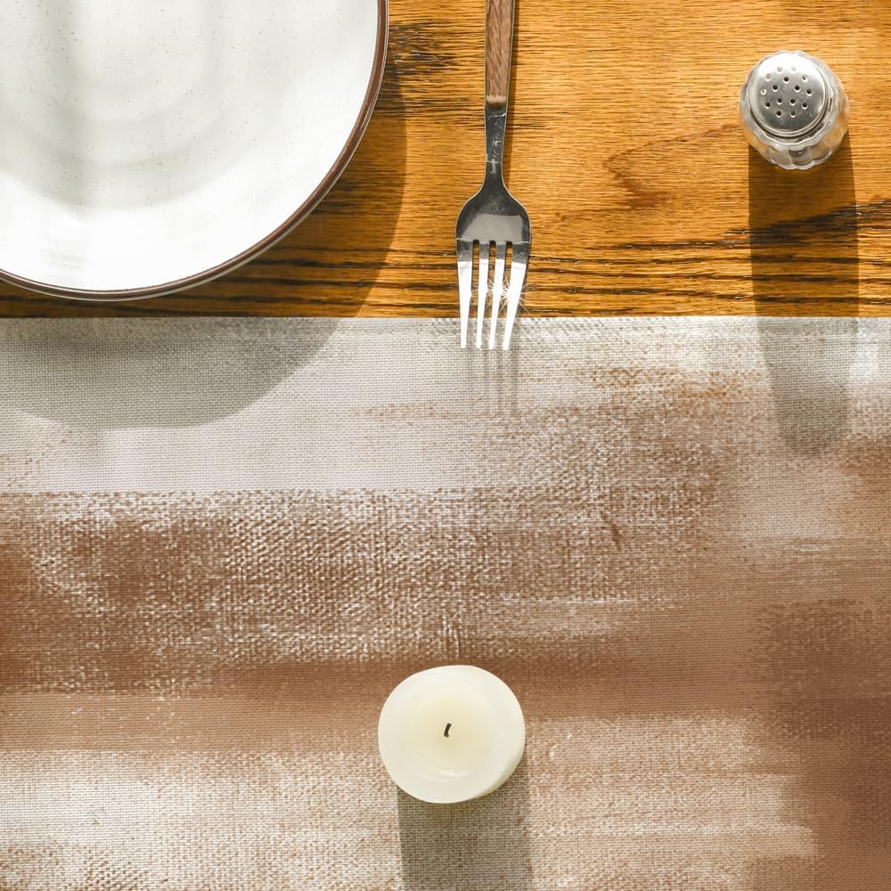 Artoid Mode Brown Abstract Modern Art Table Runner, Seasonal Farmhouse Style Kitchen Dining Table Decoration for Home Party Decor 13x72 Inch