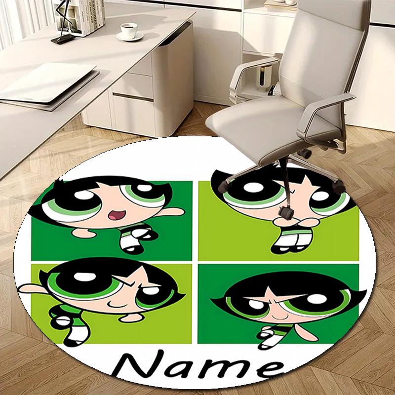 Personalized The Powerpuff Girls Round Chair Office Rug - Perfect for Mat, Office Chair & More - Ideal Gift for Birthdays and Holidays