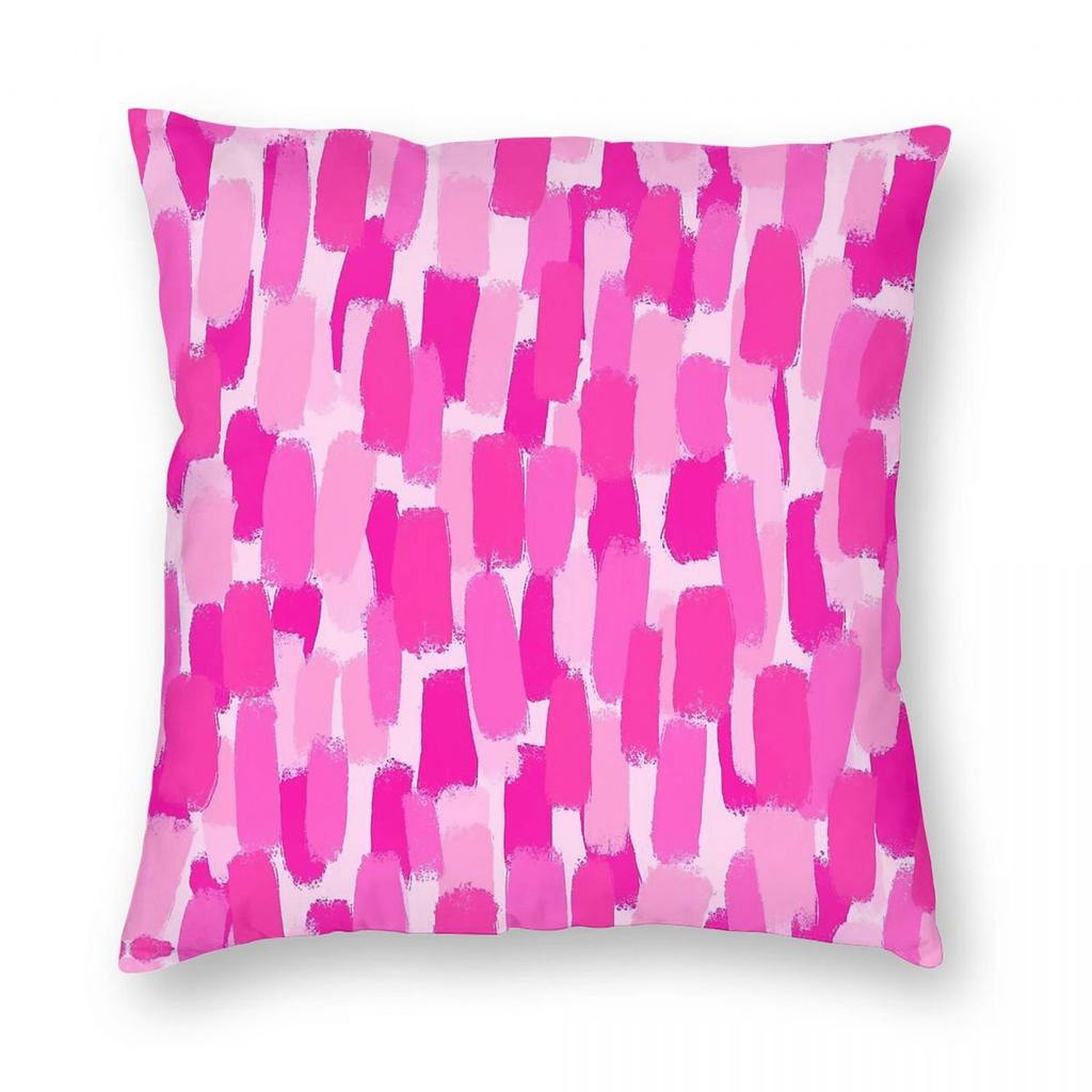 Pink Brush Stroke Effect Square Pillowcase Polyester Linen Velvet Printed Zip Decor Throw Pillow Case Home Cushion Cover