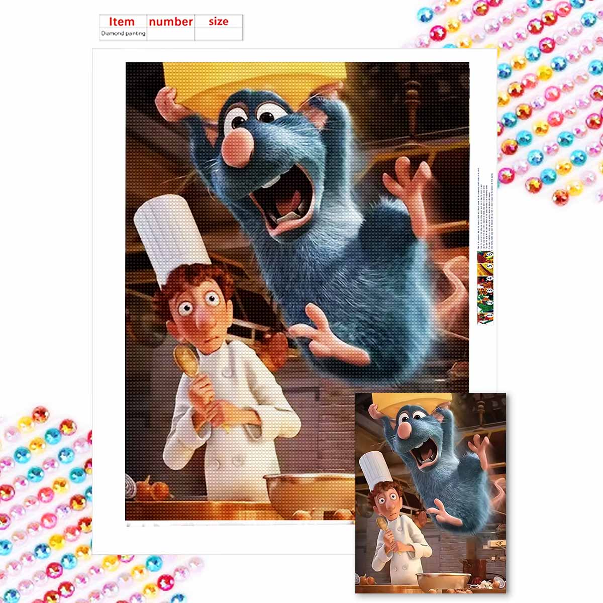 

Алмазная живопись своими руками Кулинарный Мышиный король Набор для вышивания крестом Мозаичное искусство Алмазная живопись Полный круглый алмаз Домашнее украшение Round 50x70cm