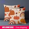 1 Pieces -2D Flat Printing Autumn Pumpkins Rainbow Pattern Cushions Polyester Pillowcase Sofa Decorative Cushion Cover