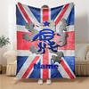 Custom Name Rangers F.C Theme Printed Blanket - Perfect for Couch, Bed, Travel & Outdoor Use | Machine Washable, Cozy & Durable.