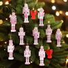 Wooden Nutcracker Ornaments for Christmas Tree Pink Hanging Decorations, Soldier Decorative Nutcrackers Living Room Pendants Home Xmas Party