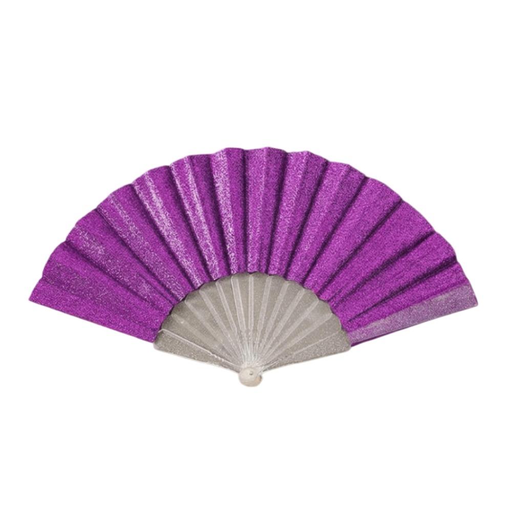 

Foldable Portable Folding Fan Plastic Elegant Cloth Hand Fan Plain Chinese Silk Fan Handheld for Weddings Travel Party Dancing фіолетовий