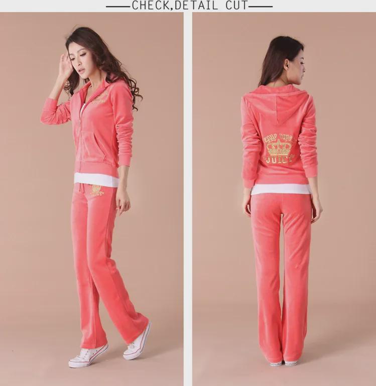 2025 Autumn Korean Gold Velvet Embroidered Outdoor Two-Piece Suit In Plus Size