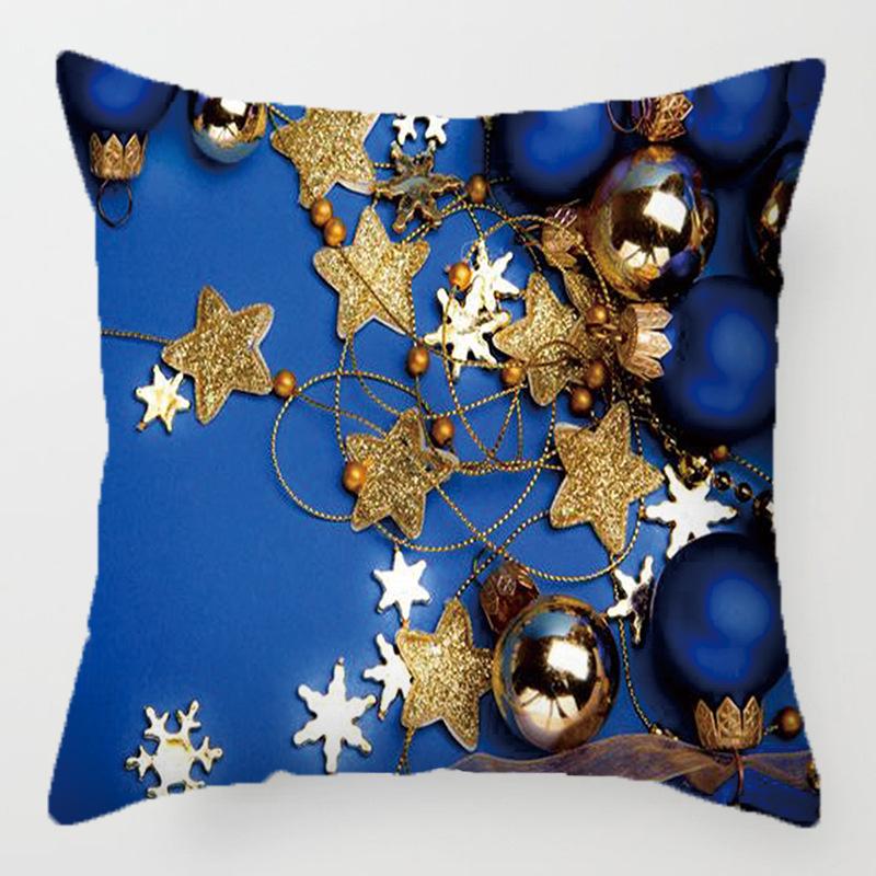 Christmas Golden Cartoon Throw Pillow Cover With Short Plush Print For Living Room Sofa Decoration Cushion Cover Pillow Covers