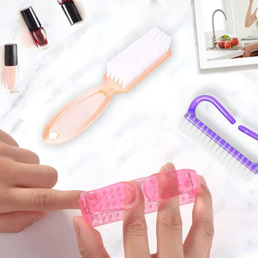 Handle Grip Nail Brush Set for Fingernail & Toes Nails Pedicure Scrubbing Tool Kit 5 Pack (Multicolor)
