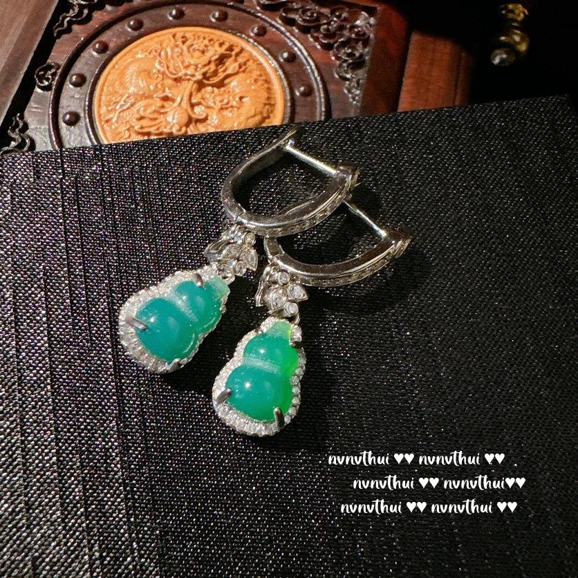 Chalcedony Agate Gourd Earrings, Seed Water Yingying, Plated With 18K Gold, Fulu Zircon Flower Earrings Combination