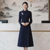 Toluoman Women's New Chinese Style Professional Wool Blend Overcoat