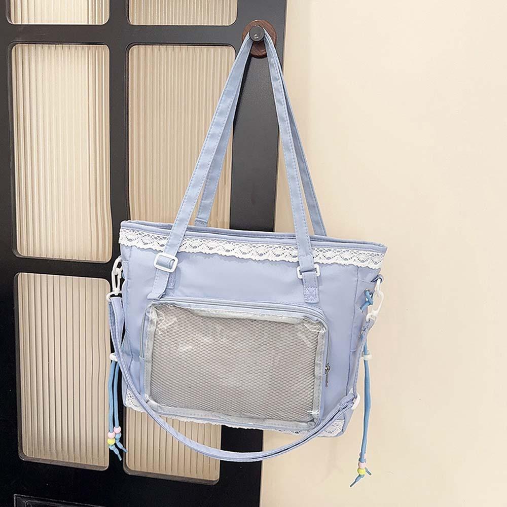 PVC Shoulder Ita Bag PU Leather Y2K Anime Display Bag Goth Transparent Handbag  School