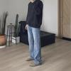 2024 Vintage Light Blue Distressed Retro Flared Jeans for Men