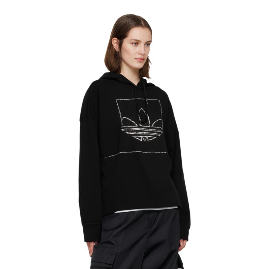 Adidas Originals Pullover Hooded Sports Fashion Sweatshirt Women Sweatshirt Black GI1136