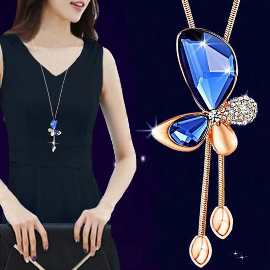 Clavicle Chain Electroplating Rhinestone Two Ways Wearing Heart-shaped High Gloss Decorate Neck Ornament Transform Luxury Four Leaf Clover Pendant