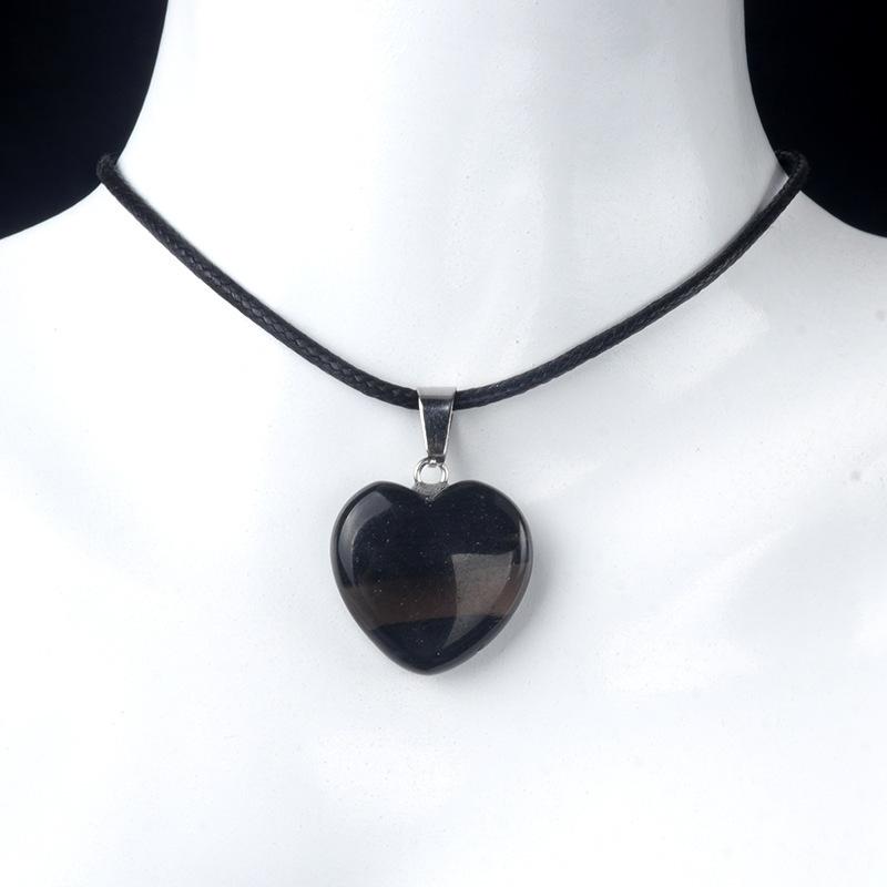 1 Stück Naturstein Herzform Anhänger Kristall Amethyste Heilkristall Halskette Damen Charme Herren Schmuck