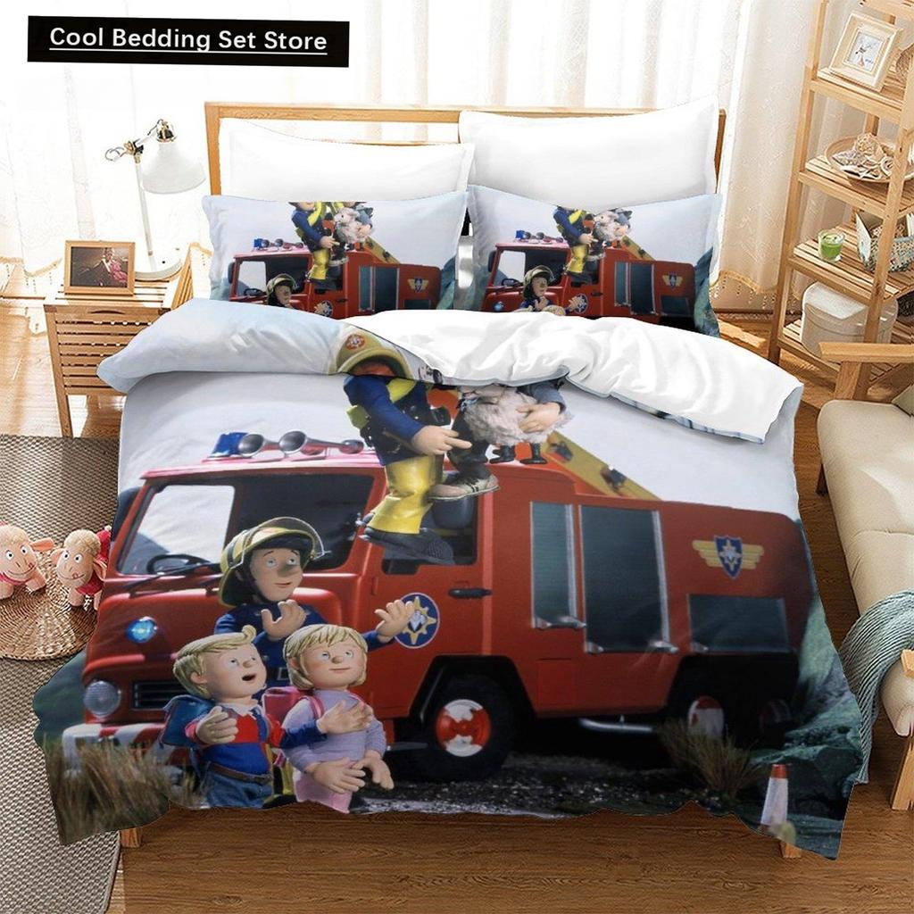 Drukowanie 3D Anime Prześcieradło Strażak Sam Zestaw Pościeli Pojedynczy Bliźniaczy Pełny Queen King Size Zestaw na Łóżko Sypialnia dla Dorosłych Dzieci Zestawy Poszewek na Kołdrę
