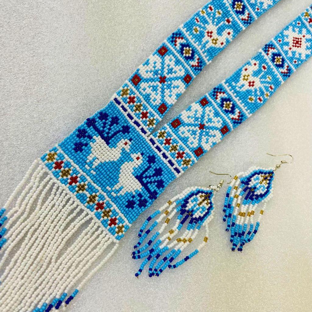 Blue Boho Seed Bead Necklace