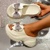 Sweet Cloth Bowknot Decoration Eva Cloud Slippers Women Chunky Platform High Heel Slides Women 2025 Summer Beach Shoes