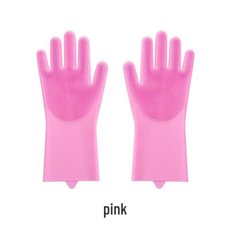 Magic Silicone Dishwashing Gloves - Durable, Waterproof Rubber Kitchen Gloves for Women, Household Cleaning, Scrubber, Dishwashing.