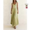 Spring and Summer, Europe and The United States New Solid Color Pleated Suspender Mid-waist Fashion Temperament Pendulum Dress 116