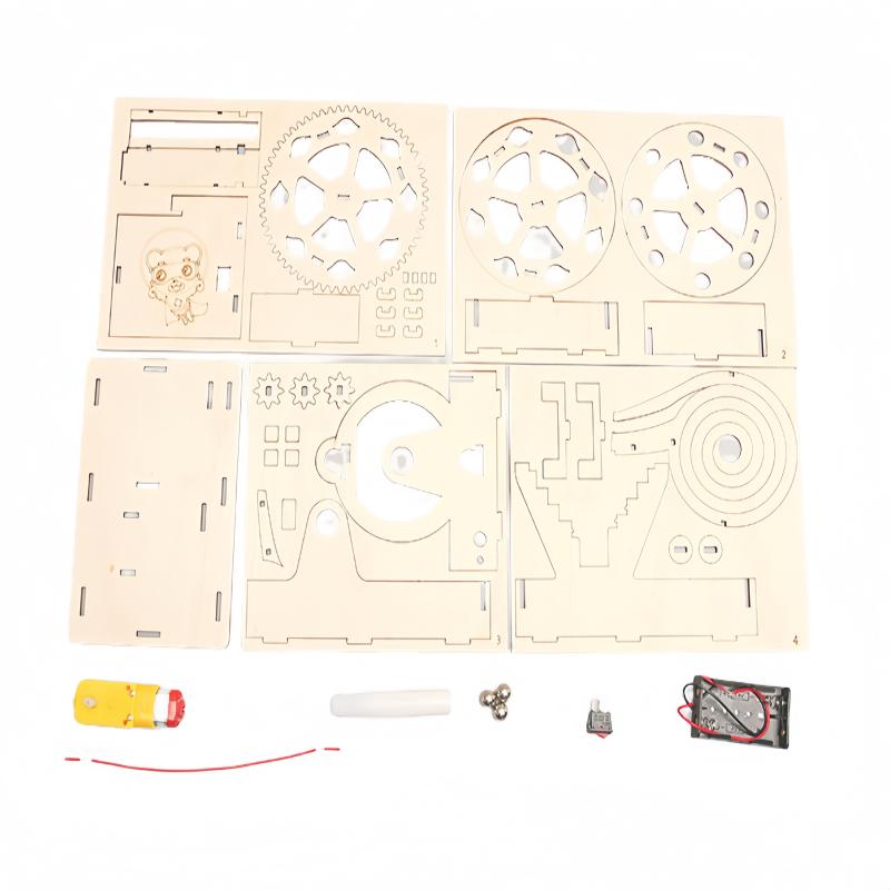 DIY Wooden Electric Track Steel Ball Slide Toy Kids Physics Science Toys Experimental STEM Kit Learning Educational for Kid Gift
