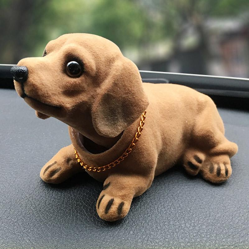 Nodding Dog Shaking His Head Tiger Doll Resin Simulation Dog Toy Dashboard Decoration Car Ornaments Cute Girl Car Accessories