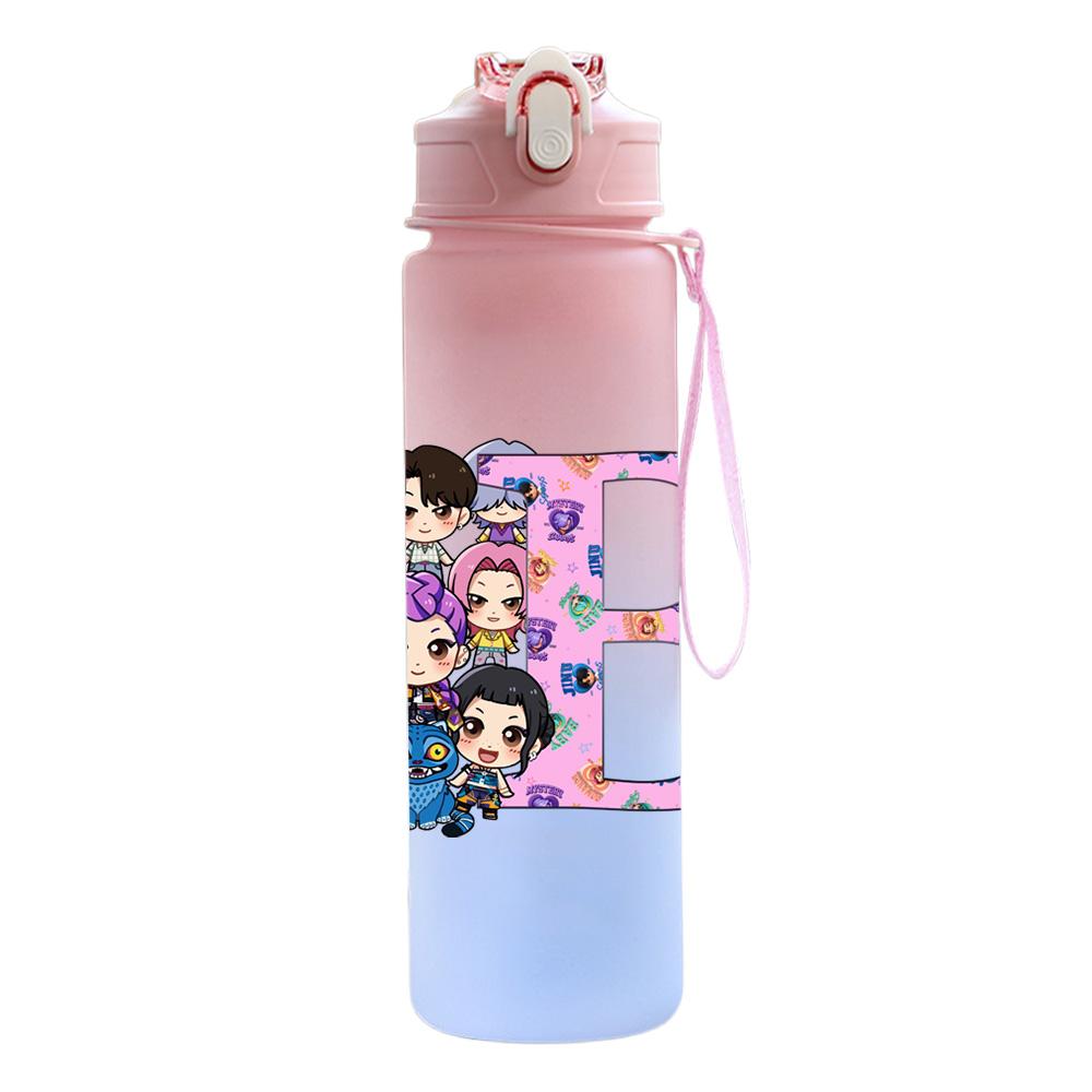 26 English Letter 750Ml Water Bottle K-Pop Demon Hunters Printed Large Capacity Drinking Cup Portable Outdoor Sports Water Cup Children Kid Gift