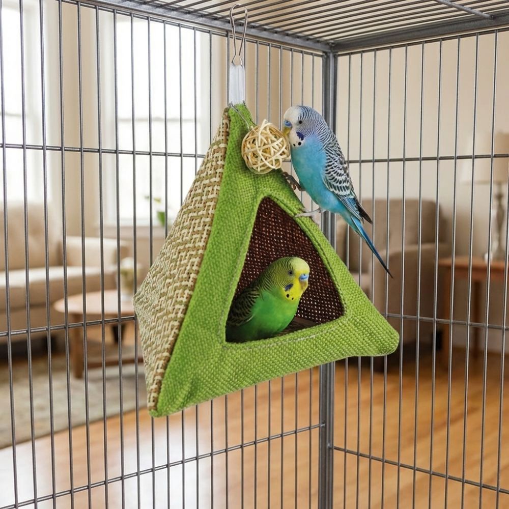 Breathable Net Summer Cooling Nest Triangular Bird Hammock Bird Hanging Tent  Hiding House