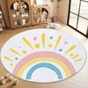 Simple Dots Print Round Rug Cartoon Rainbow Sun Machine Washable Circular Carpet Runner Non Slip Circle Area Rug Carpet Mat