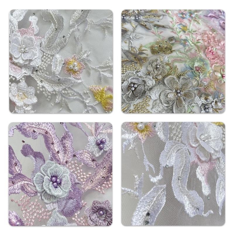 Embroidered Sequins Flower Applique Patches for Clothing Bags Handcraft Decoration Polyester Materials