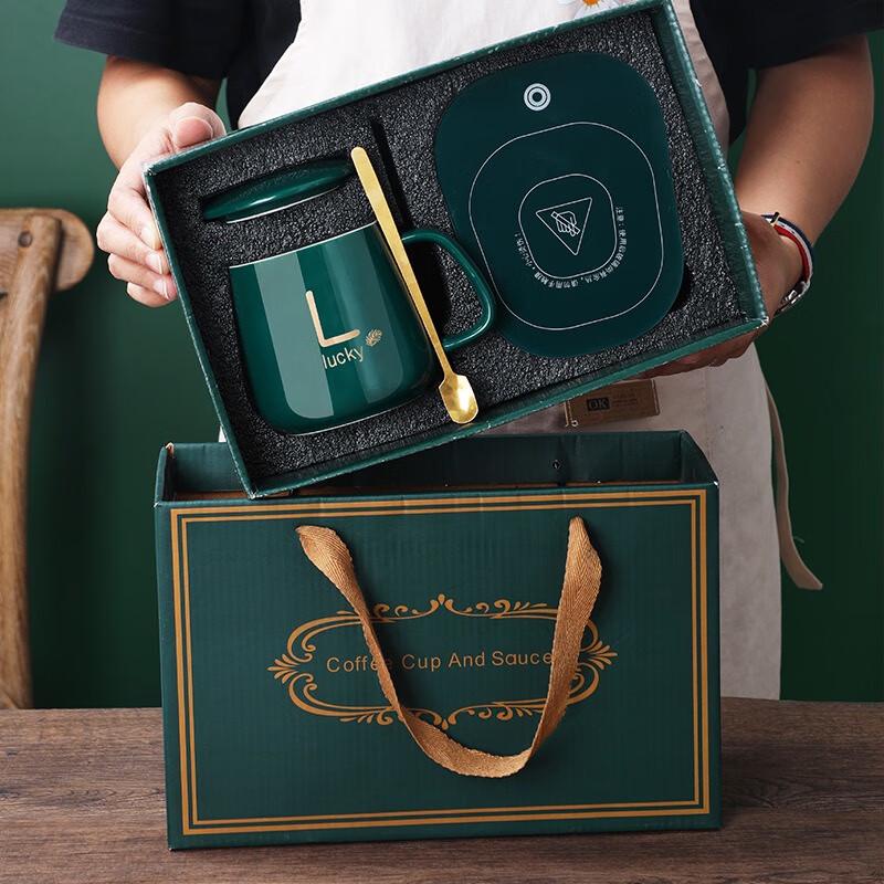 Умная керамическая кружка с подогревом Mingling 55°C, подарочный набор