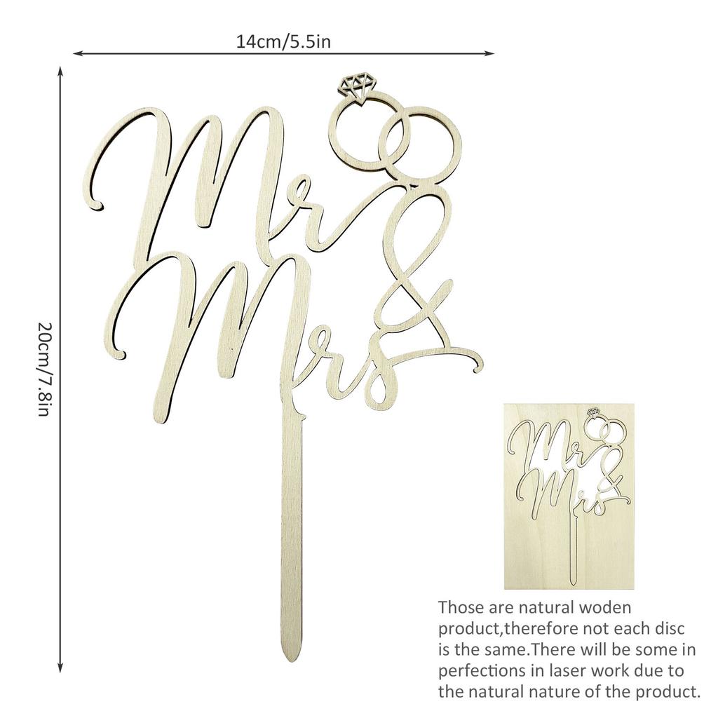 Mr & Mrs Cake Topper Wedding Cake Topper in Wood