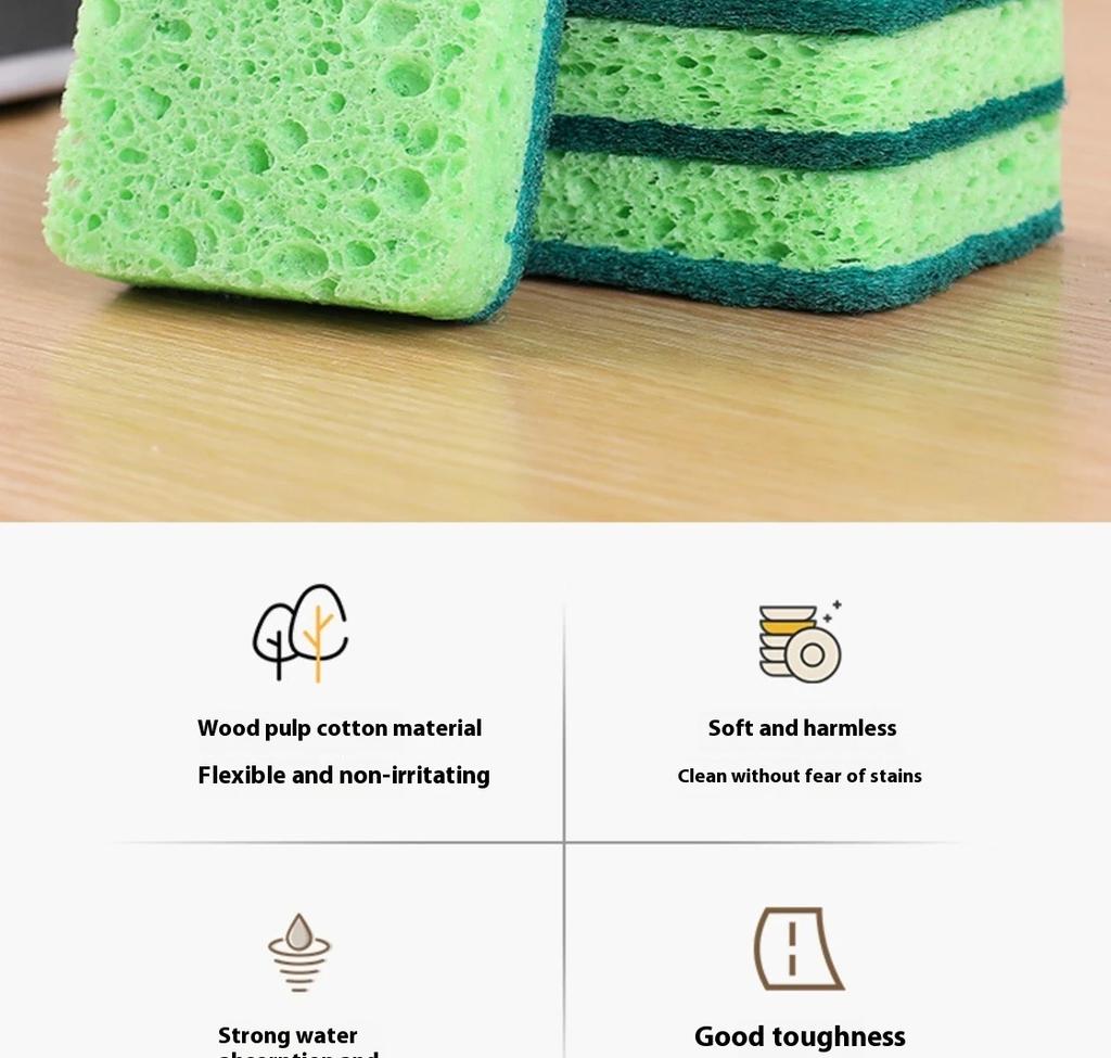 Natural Wood Pulp Cotton Sponge Wipe Re-Washable Sponge Household Cleaning Pad Kitchen Cleaning Gadgets Descaling Cleaning Rub
