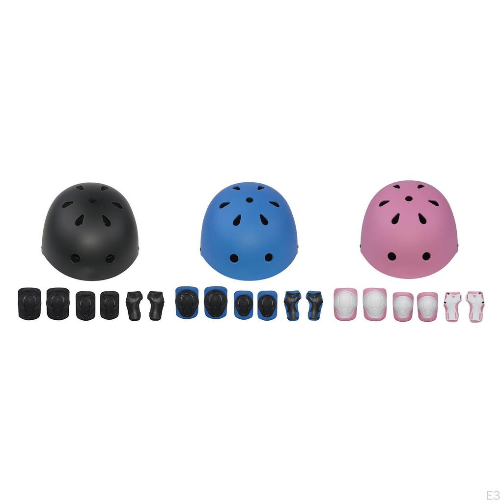 7-teiliges Kinder Fahrradhelm Set Schutzausrüstung Kinder Professionell Jungen Mädchen Knieschoner Ellbogen